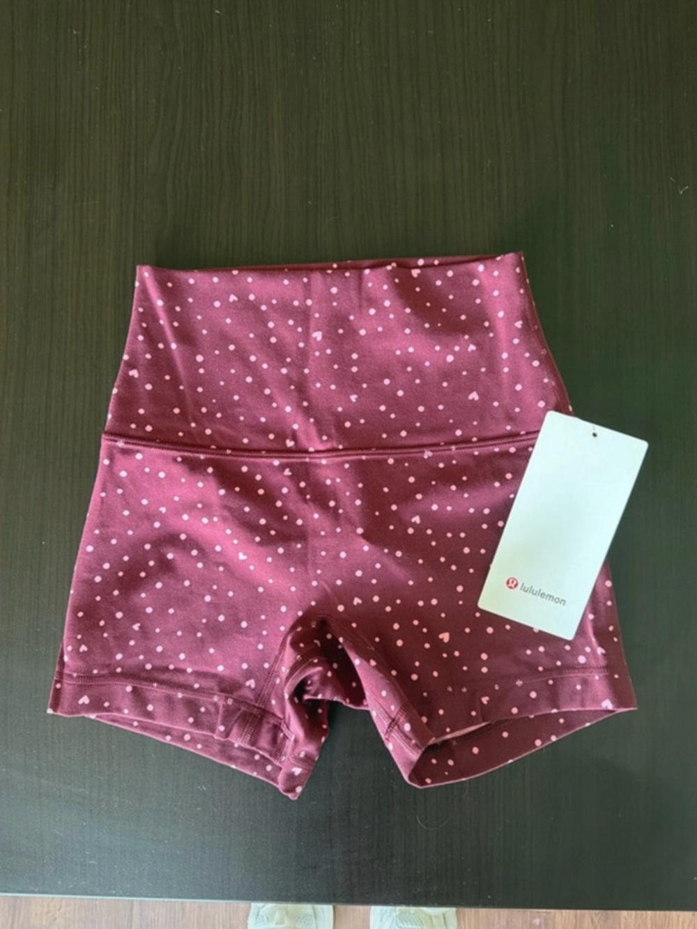 lululemon athletica Maroon Dot High-Rise Bike Shorts